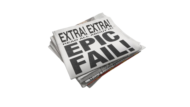 Newsletter with Extra Extra read all about it. Epic Fail!