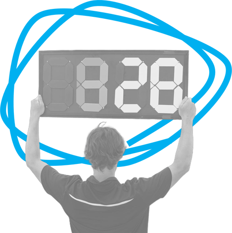 Man holding up score
