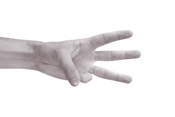 Hand holding 3 fingers up