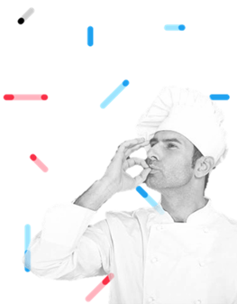 Man dressed as a chef doing a chef's kiss