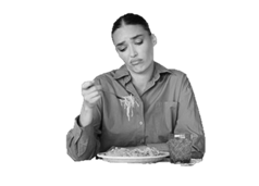 Sad person looking at their food